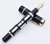 Jinhao caneta de tinta permanente madreperola e aparo média. Nova