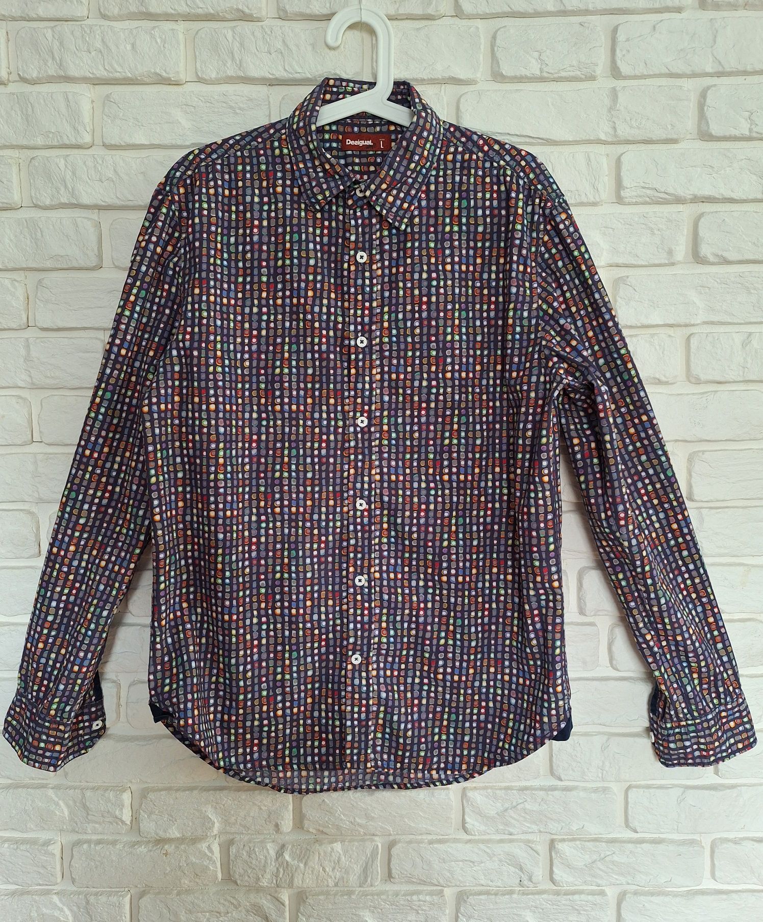 Desigual L Męska Koszula we wzory 100% bawełna Colourfull