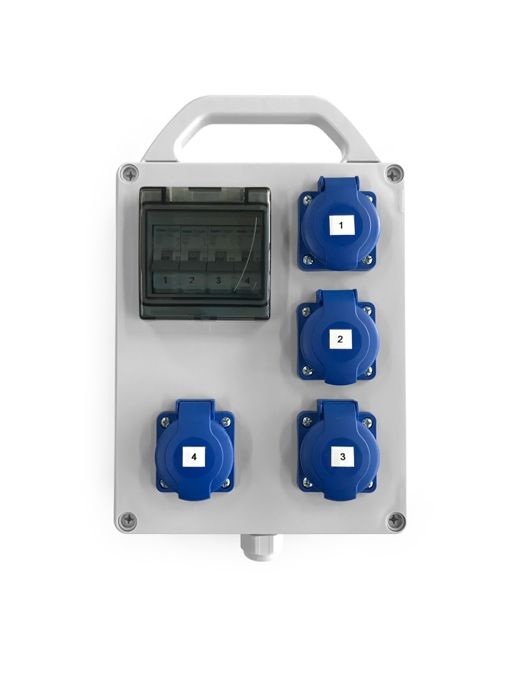 Rozdzielnica elektryczna przenośna z zabezpieczeniami, gniazda 4x230V