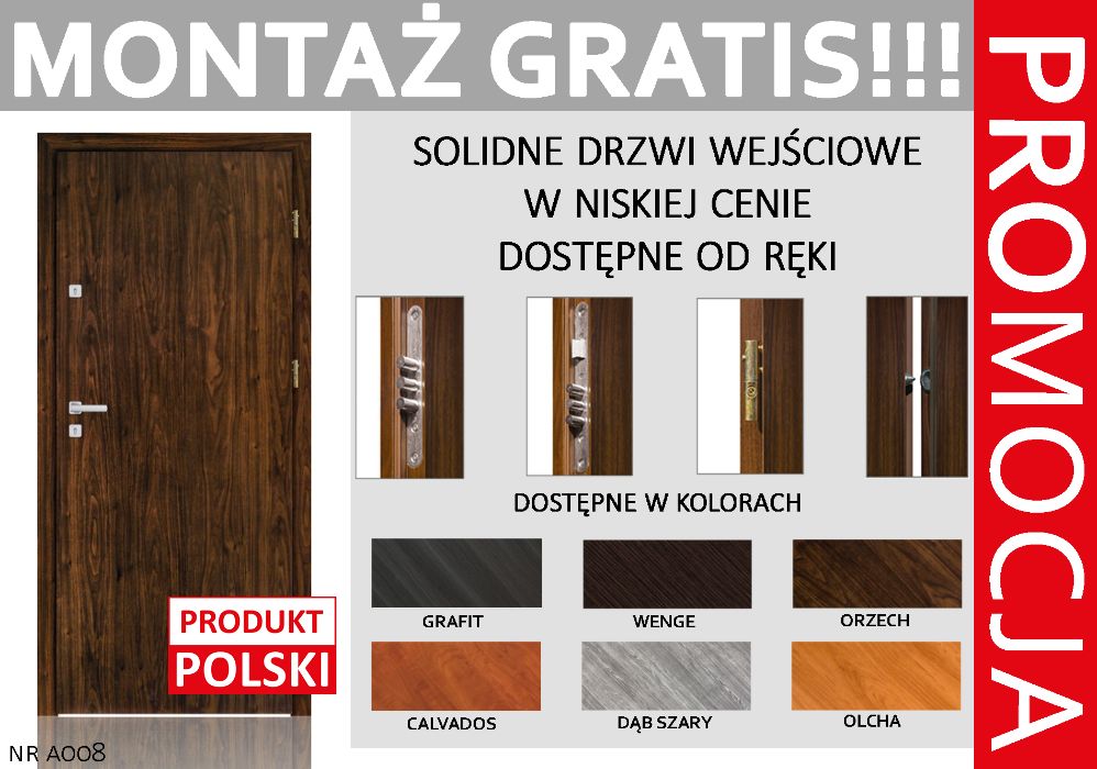 Wejściowe drzwi zewnętrzne z montażem do mieszkania AKUSTYCZNE bloki