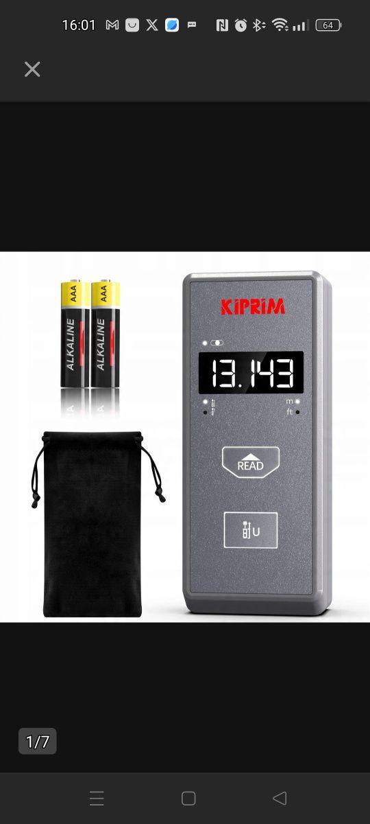 KIPRIM Kompaktowy Dalmierz Laserowy 70m Mini Narzędzie Pomiarowe