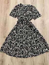 Платье макси с пояском черно-белое размер Л-ХЛ