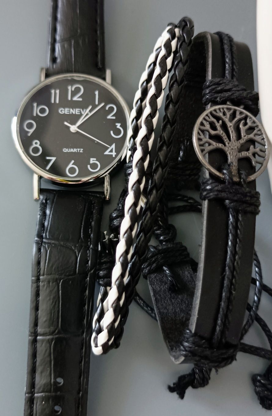 Zegarek męski plus ozdobne bransoletki Nowy