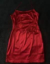 Czerwona sukienka na ramiączkach bodycon mini H&M M