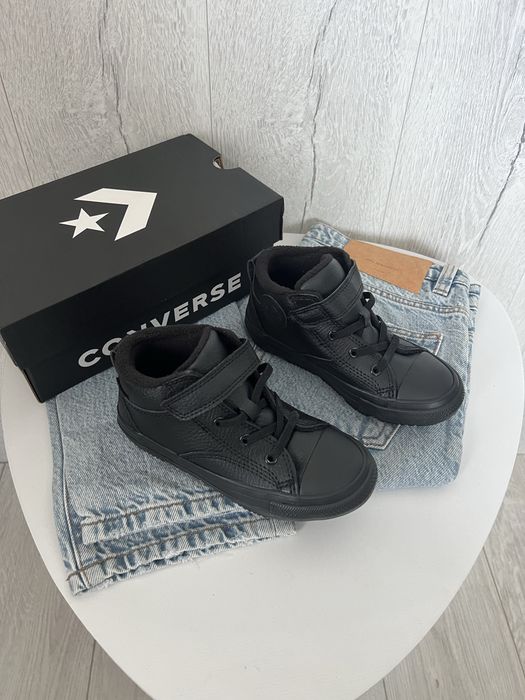 Утеплені хайтопи Converse 26 рр, 16,5-17 см шкіряні чорні на фліс кеди