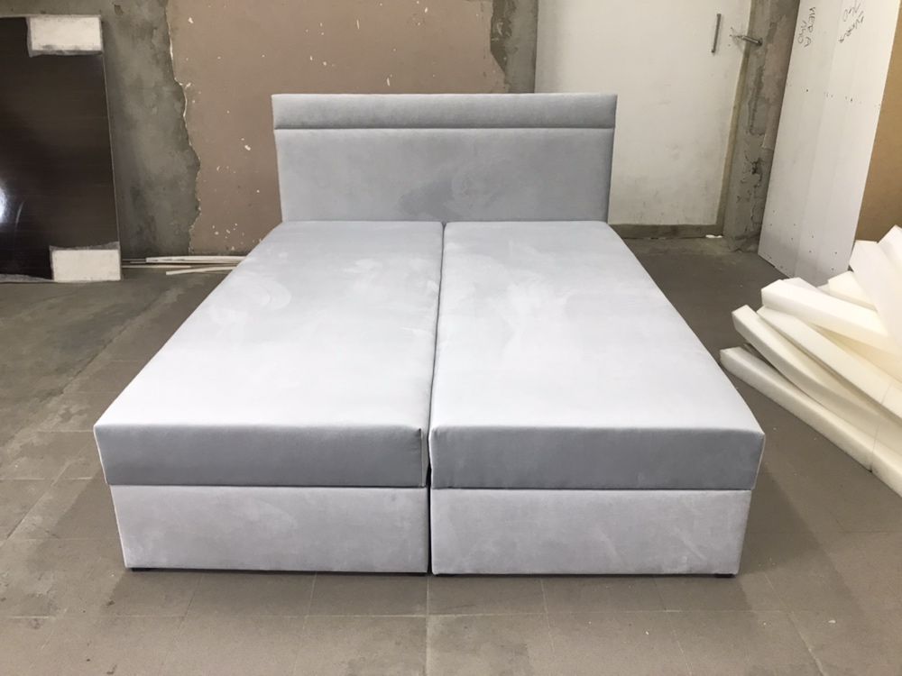 Łóżko KONTYNENTALNE tapicerowane materac 160x200 +pojemnik na pościel