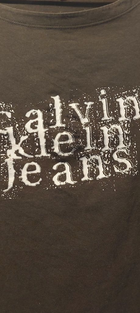 Bluzka top długi rękaw brazowa M Calvin Klein jeans