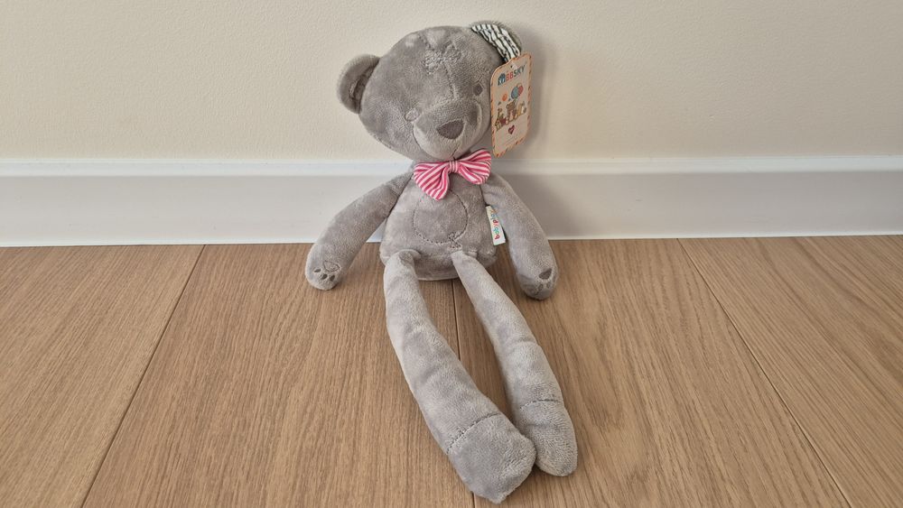 Uroczy miś z kokardką, maskotka,  przytulanka dla niemowlaka_NOWY