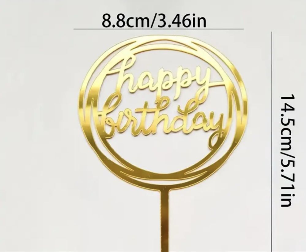 Топер на торт, прикраса з днем рождения, народження, happy birthday