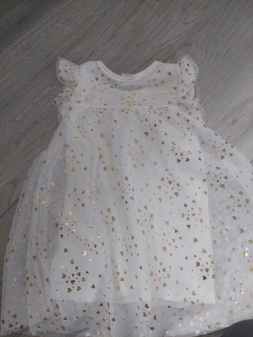 H&M Sukienka balowa urodzinowa biała z sercami