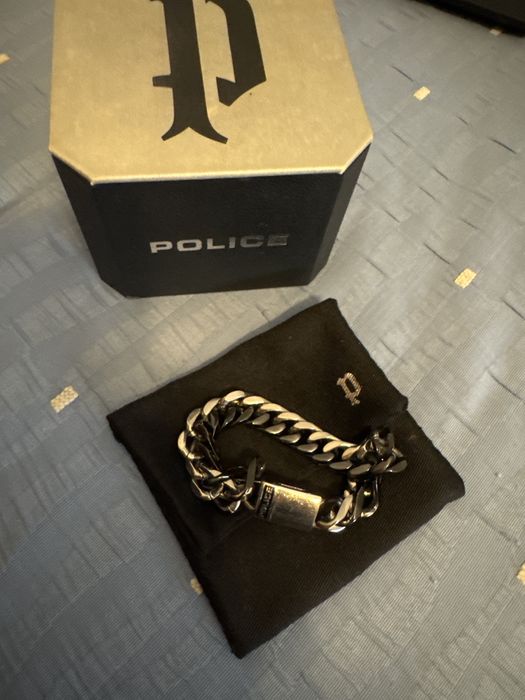 Pulseira Police Prata e Preto