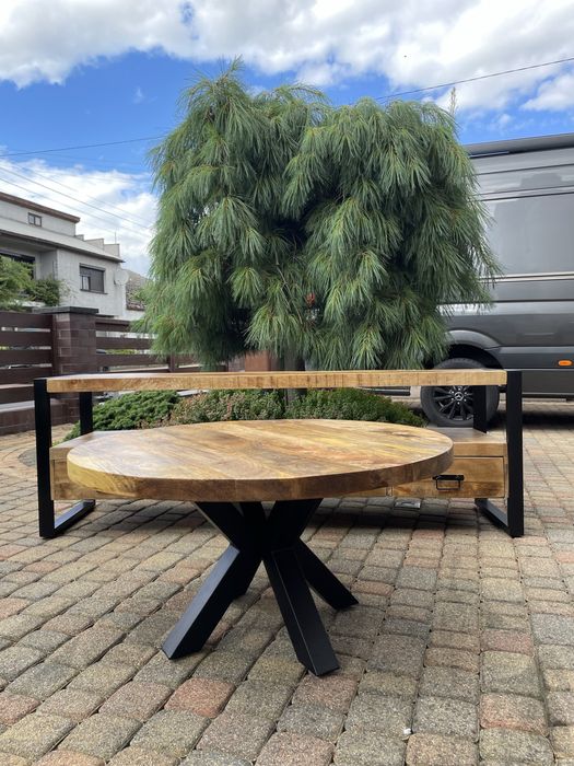 Stół prostokątny/styl indystrialny/drewno egzotyczne/metal