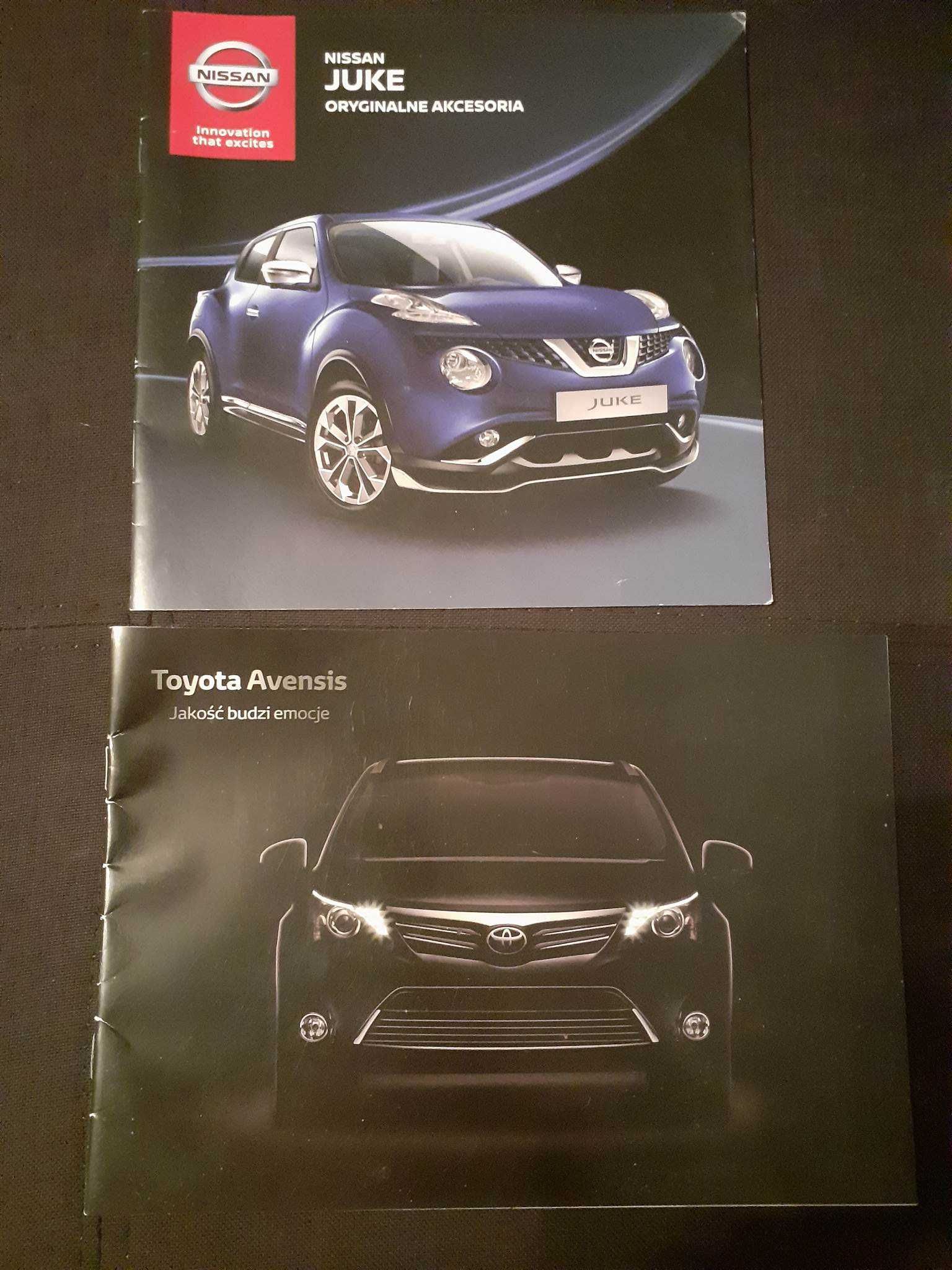 Prospekty Nissan Juke, Toyota Avensis, plakat McLaren