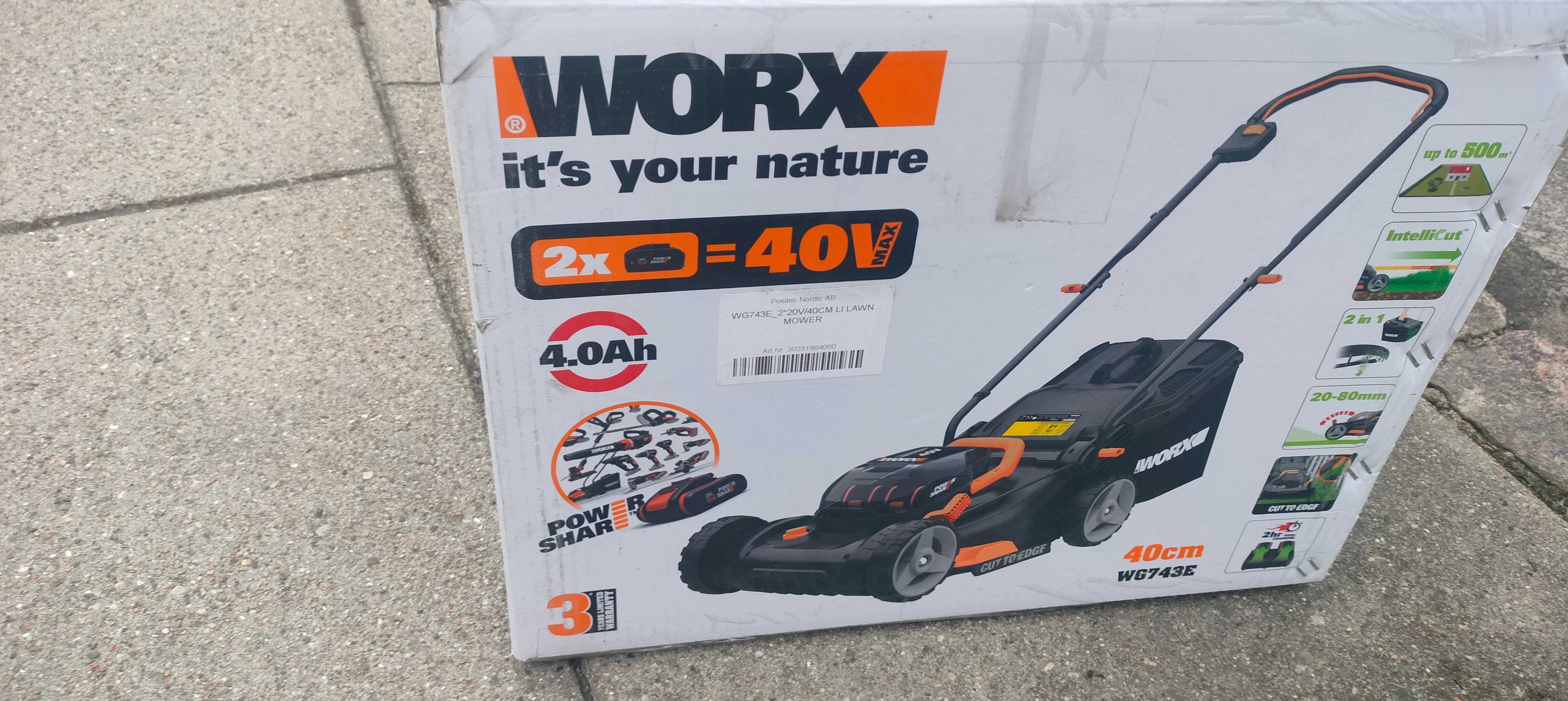 Sprzedam nowa kosiarkę worx na baterie 500 m2 cięcia na baterii