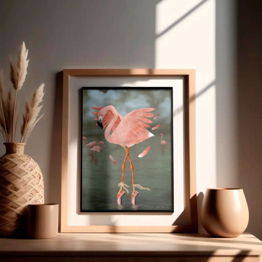 Картина афирмация «Фламинго», принт А4