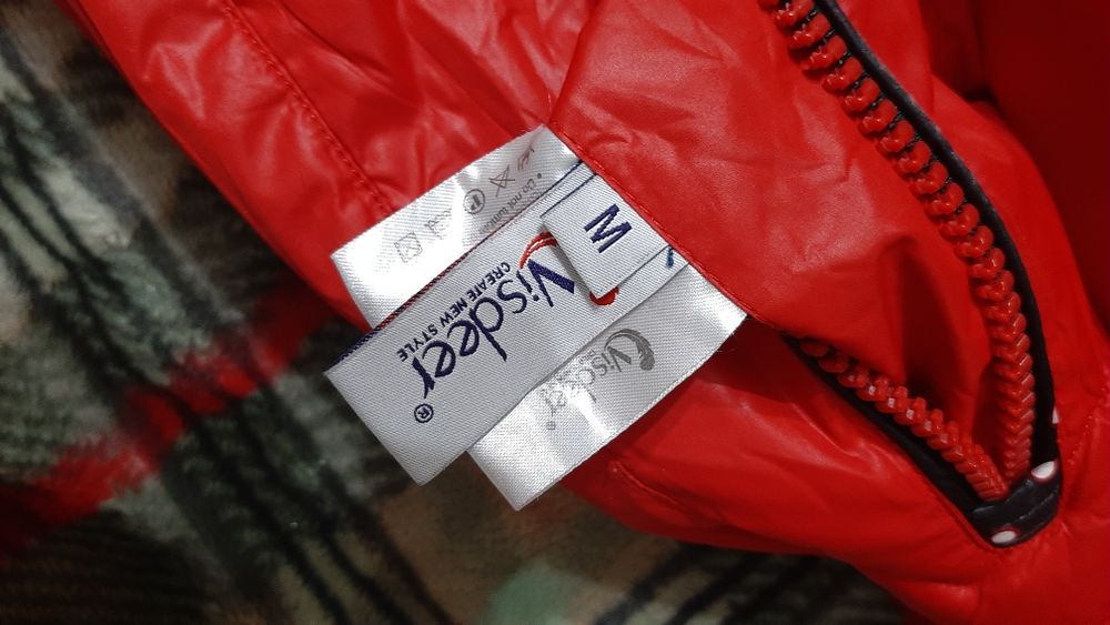 Двостороннє пухове стьобане зимове пальто. Колір червоний/шоколадний в