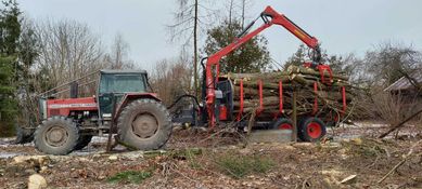 Przyczepa leśna Krpan GP 12 z żurawiem GD 8,6