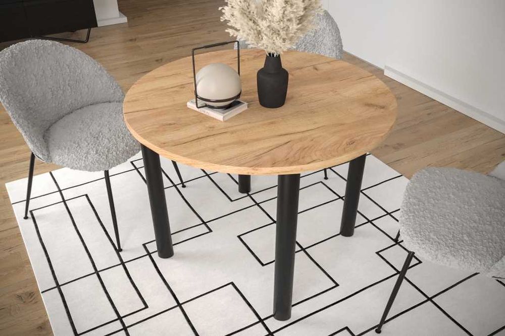 stół okrągły Loft "KARL" fi90 dąb Lancelot Craft Arisan Wotan Halifax