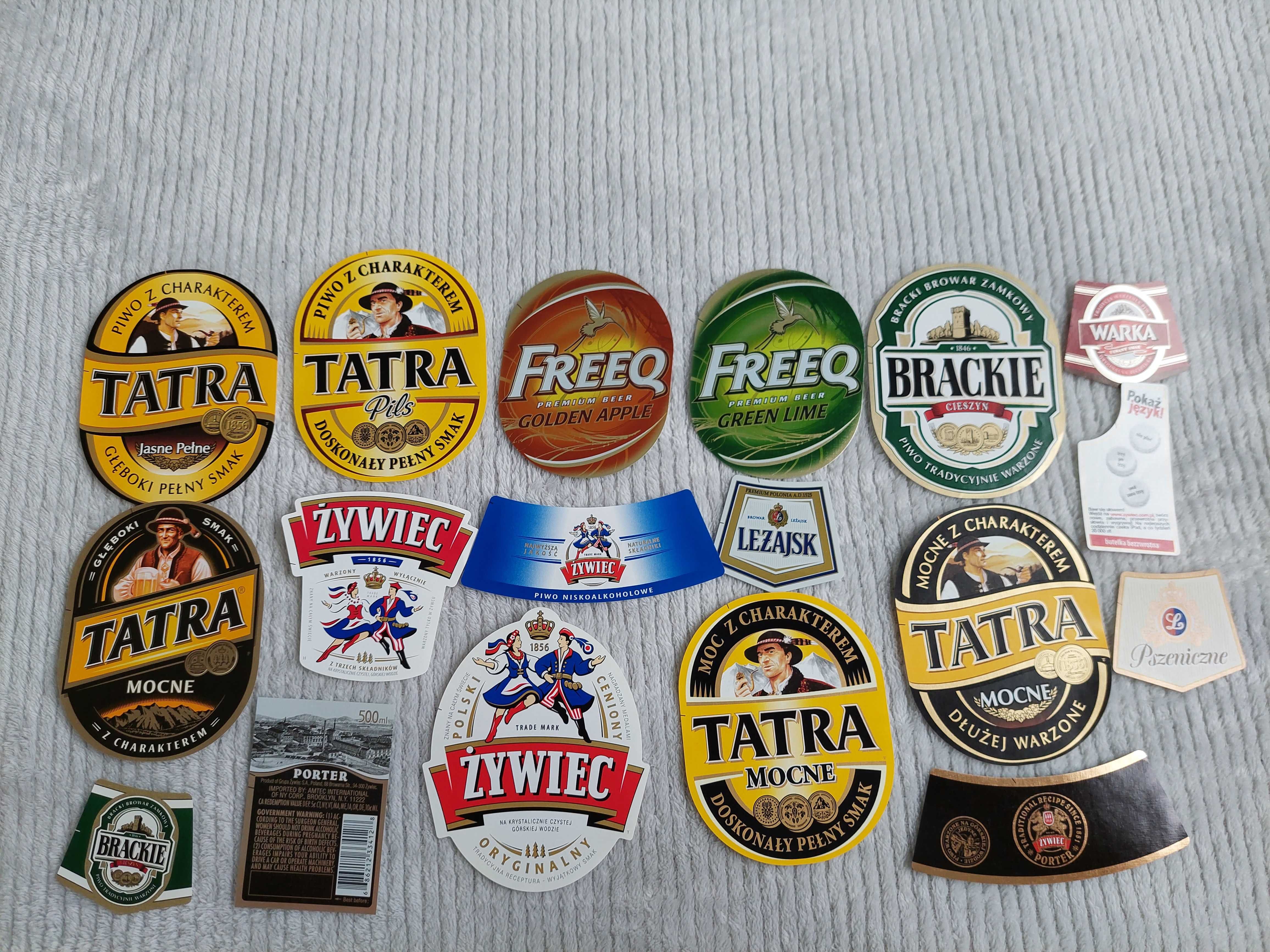 Etykiety piwo piwne żywiec eb brackie warka tatra freeq leżajsk