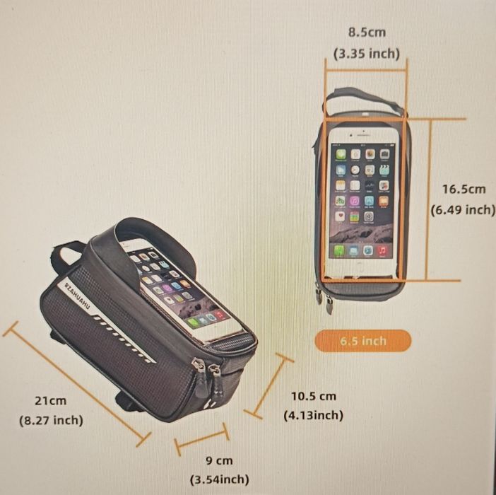 Wodoodporna torba na przednią ramę roweru z miejscem na telefon