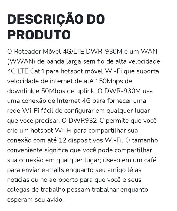 Router Dlink 4G LTE Dwr-930M
