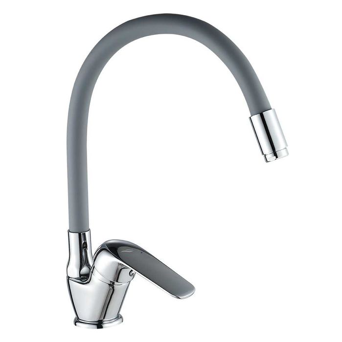 Bateria zlewozmywakowa stojąca z elastyczną wylewką Nowa Szary / chrom