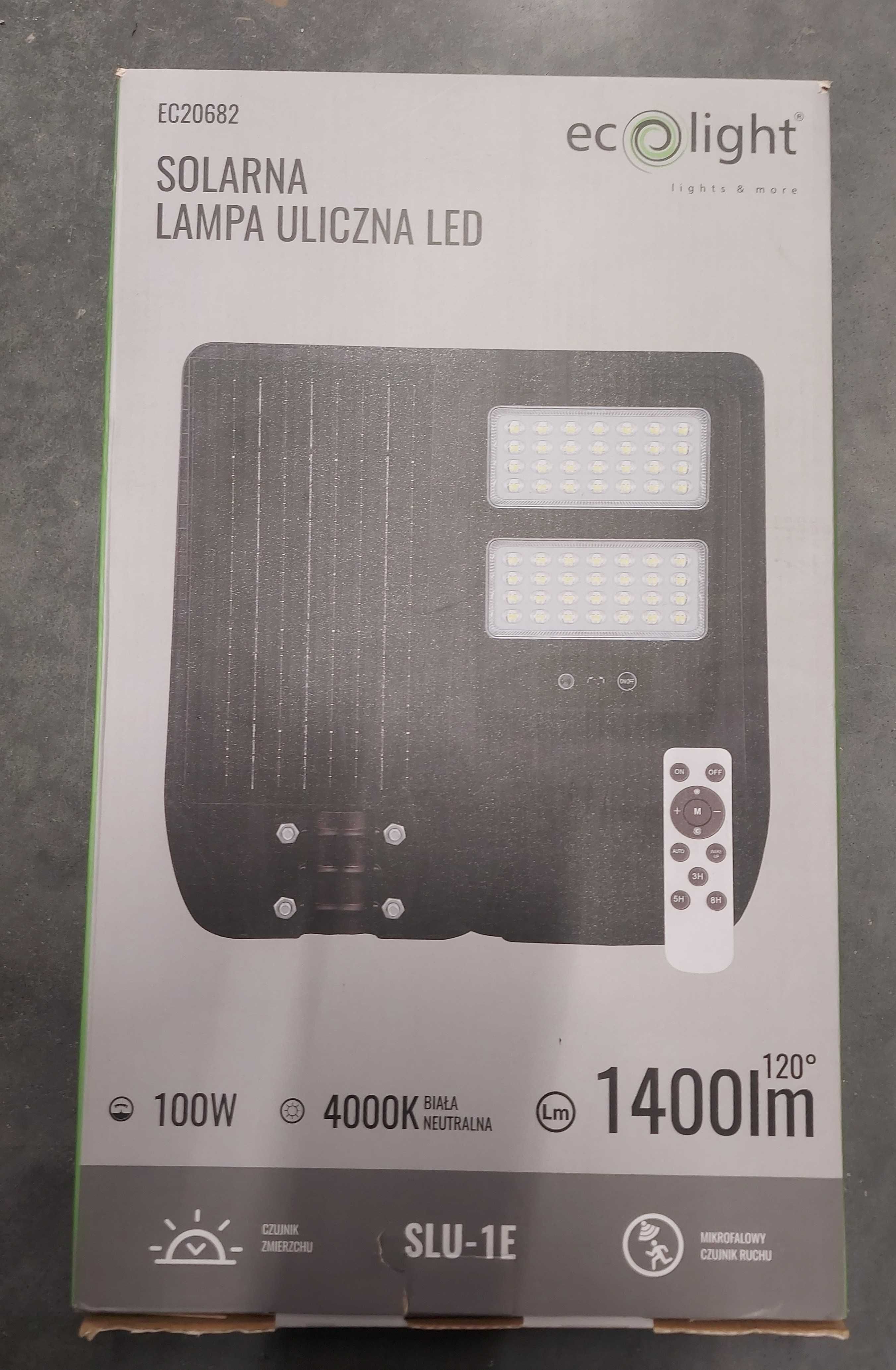 Solarna Lampa Uliczna 100W 4000K z czujnikiem ruchu i pilotem