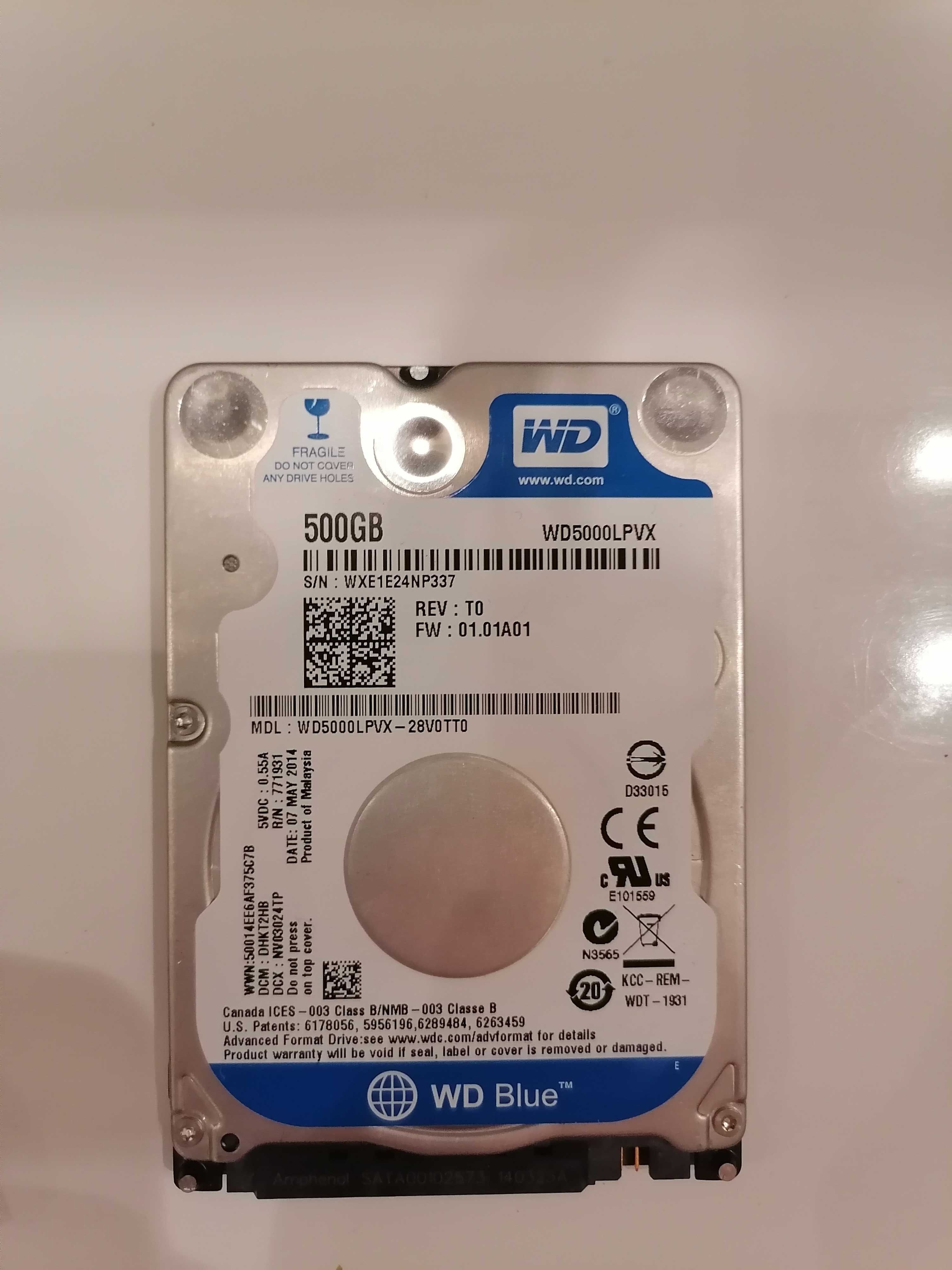 Продам жесткий диск WD BLUE WD500LPVX (500Gb) + SATA в подарок