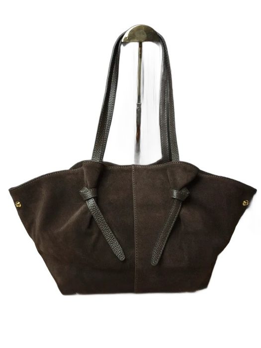 Torebka shopper Laura Biaggiskóra naturalna zamsz brązowa czekoladowa