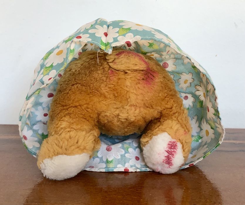 RETRO Miś w sukience z kokardką z czasów PRL zabawka pluszak maskotka