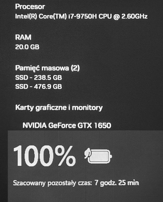 Acer Nitro Gaming - i7/6rdzeni/ 20GB 2xSSD stan idealny