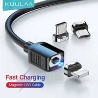 Магнітний кабель KUULAA 2 метри Micro USB Type C iPhone Lightning