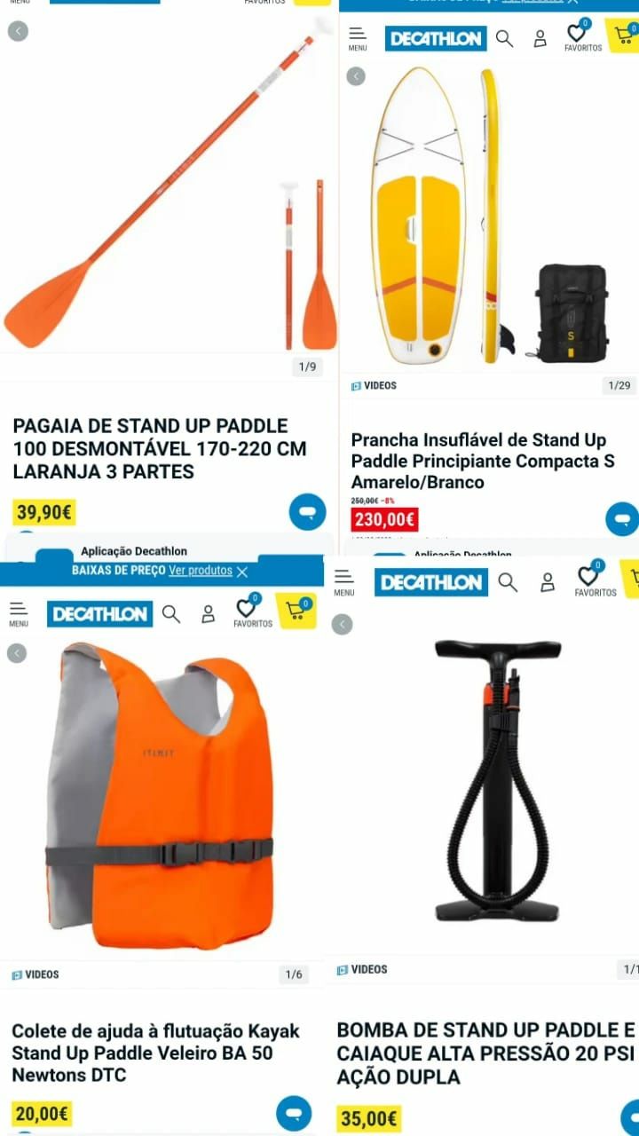 Prancha Paddle e extras