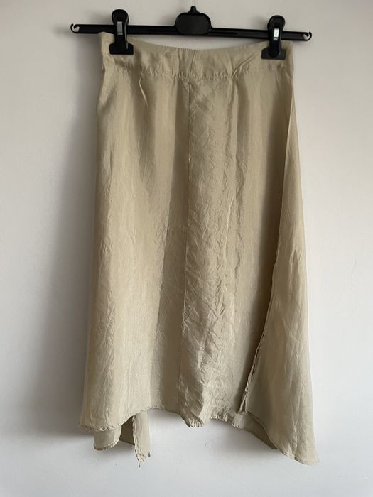 Zara 100% lyocel spodnica asymetryczna z rozcieciami naturalna beżowa