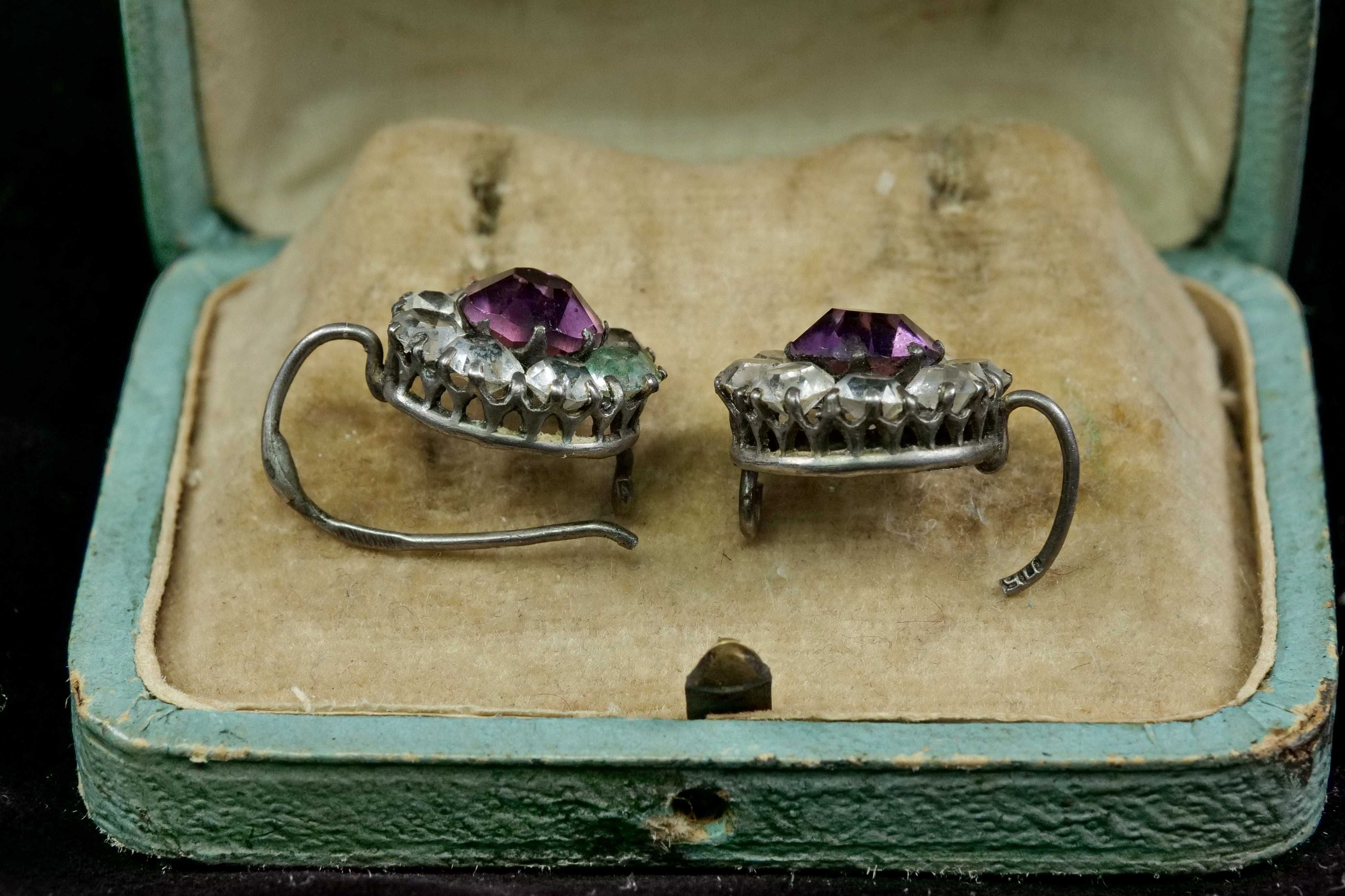 Серьги серебряные. 84*. Silver earrings with stones. Times of tsarism.