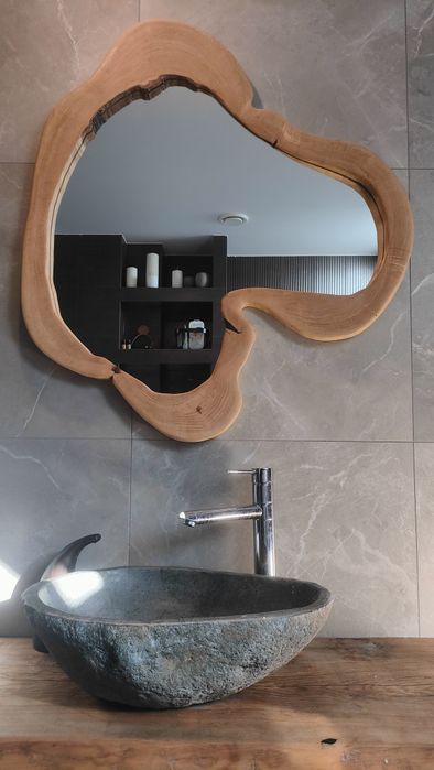 Lustro łazienkowe drewniane salon przedpokój