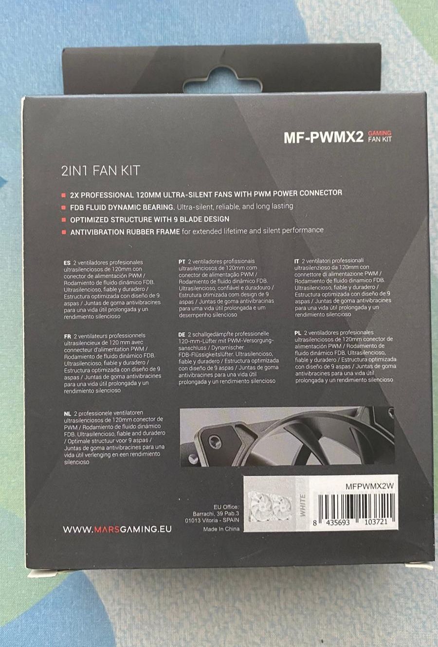Mars Gaming MF-PWMX2 zestaw 2 szt wentylatorów 120mm, Ultra cichy FDB