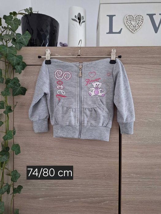 Bluza z misiem na suwak 74/80 cm