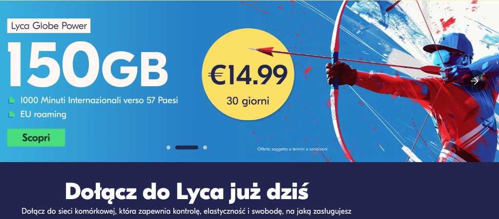 Lycamobile IT +39 Włoski Starter SIM PrepaidCard UE Roaming €0.00