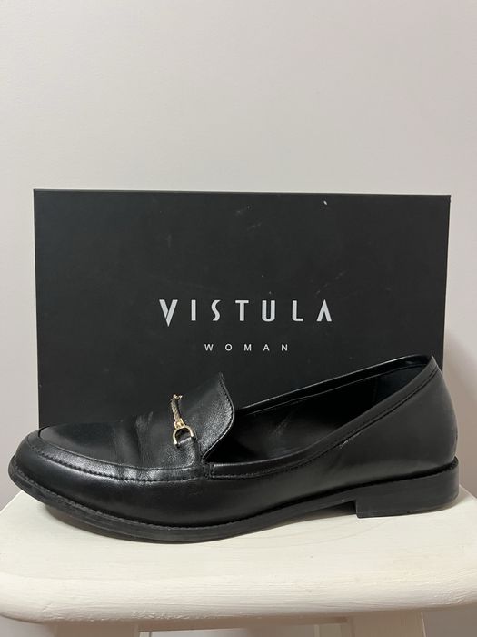 Lordsy, mokasyny czarne skórzane damskie Vistula 39