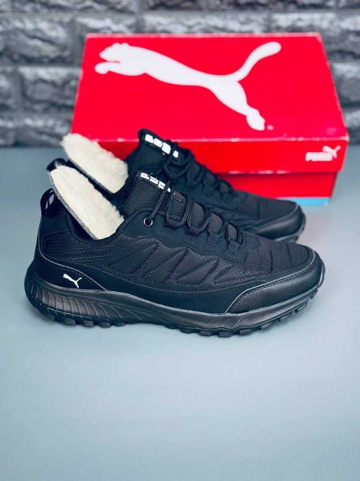 мужские зимние кроссовки puma черные непромокаемые кросовки пума
