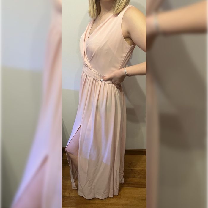 Sukienka maxi pudrowy róż