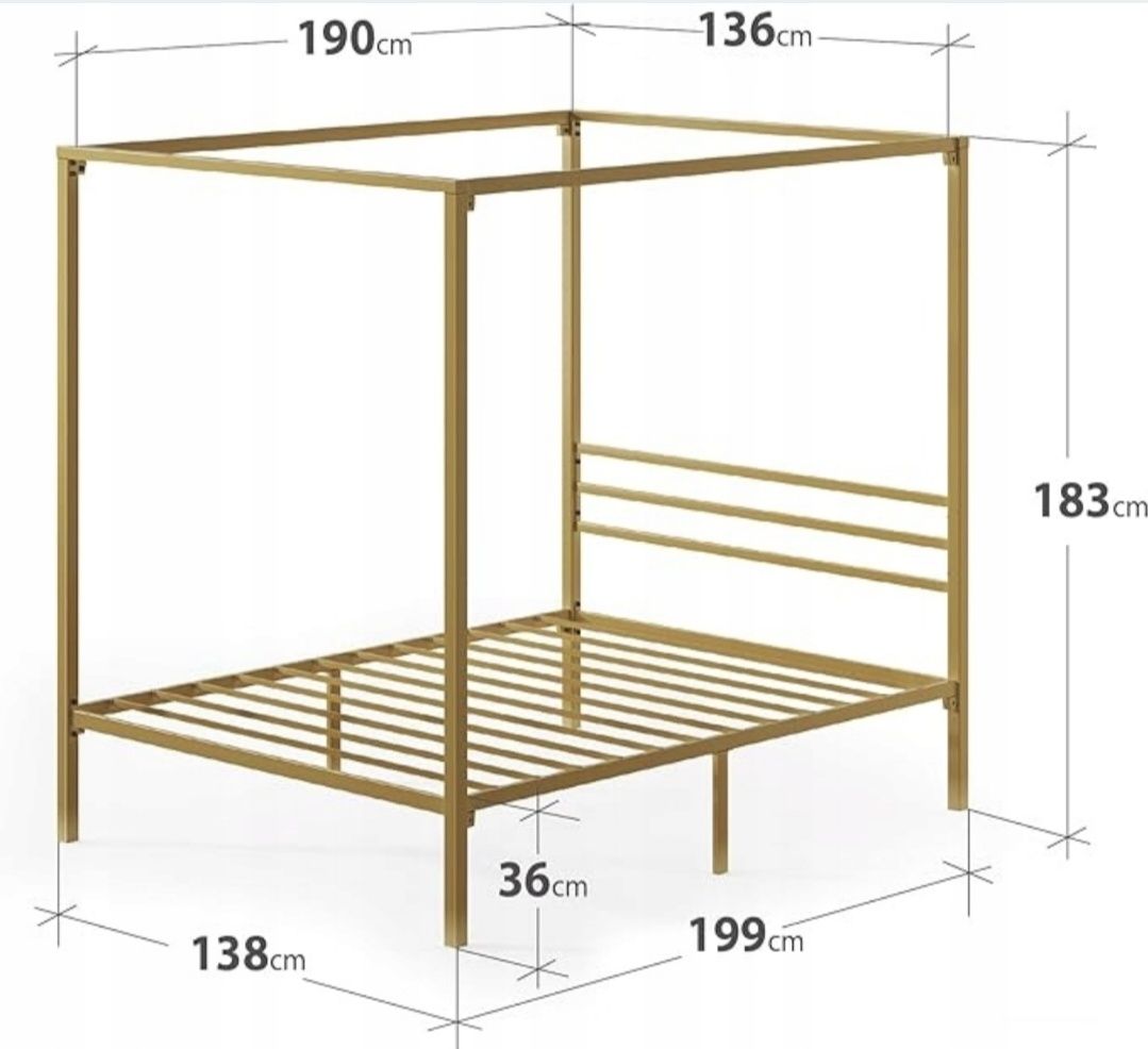 Rama łóżka z baldachimem Zinus Patricia Double Canopy - Łóżko 135x190