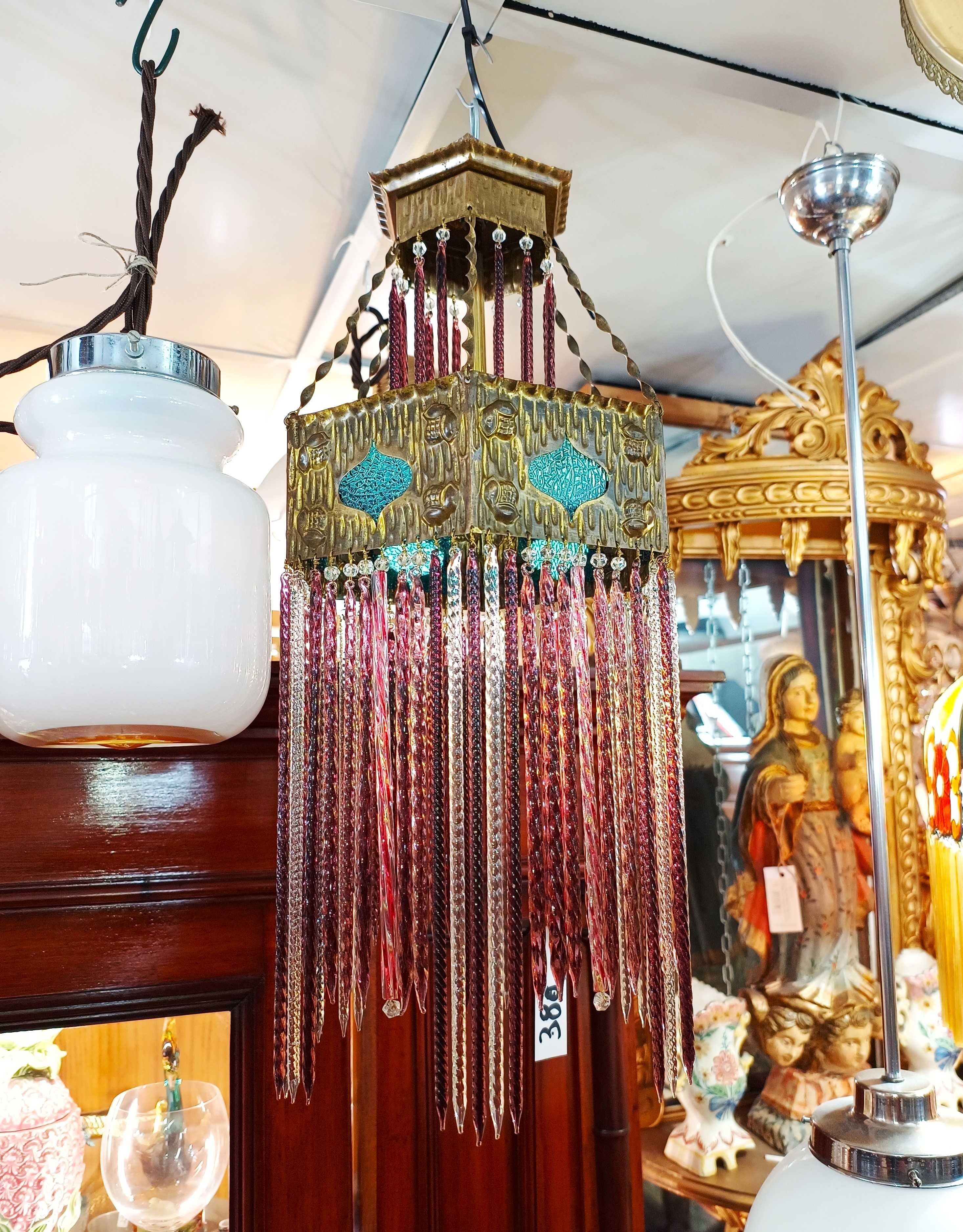 Candeeiro Espirais Vidro Colorido 1 Lâmpada