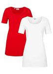 B.P.C 2-pak długi t-shirt damski czerwony + biały r.36/38