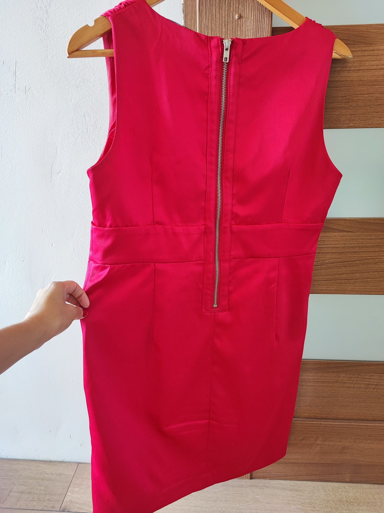 Elegancka wizytowa sukienka XL 42 malinowa wesele impreza chrzciny