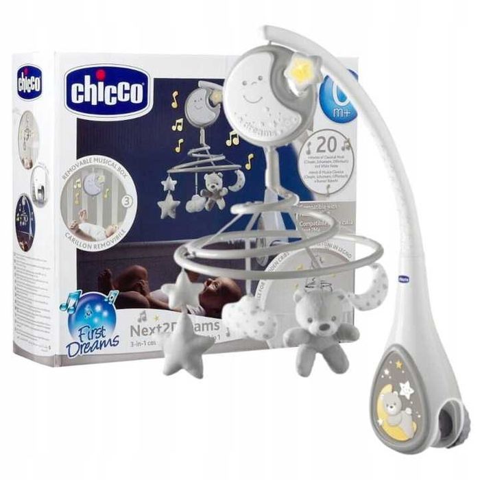 Karuzela CHICCO First Dreams Next2Dreams na łóżeczko GRAJĄCA 3W1 C477