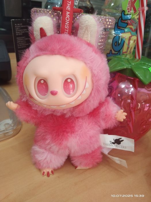 Labubu breloczek maskotka miś 16cm nowa ciemny różowy La bubu