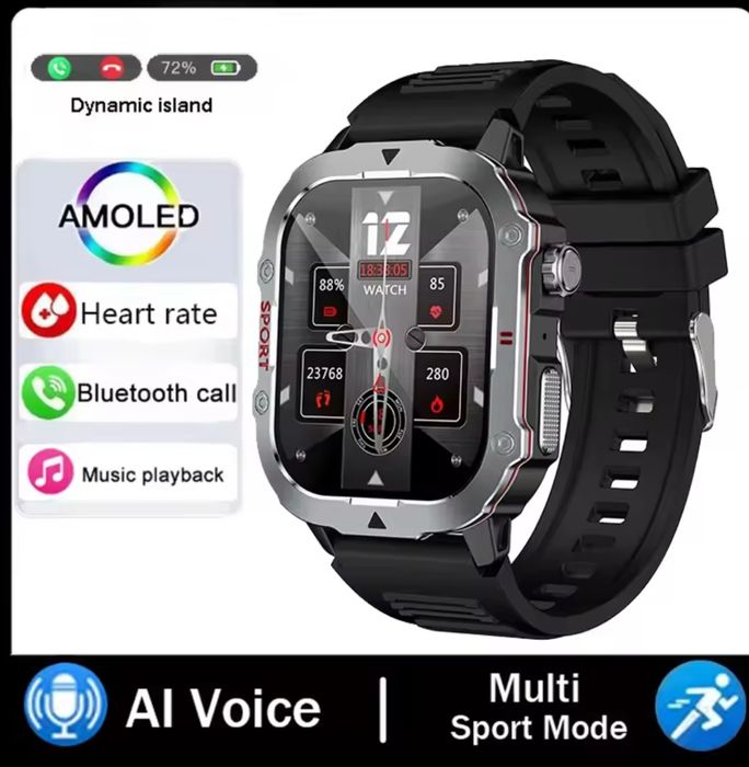 Смарт часы тактические c GPS. Compass. 500mAh. AMOLED.