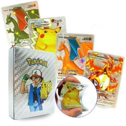 NOWE Karty Pokemon Kolekcjonerskie Srebrne Wodoodporne 55 szt